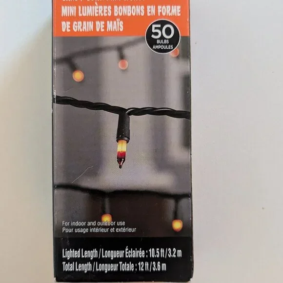 NWT Spooky Candy Corn Mini Lights String Halloween Decoration Orange Ashland NEW - Picture 2 of 8